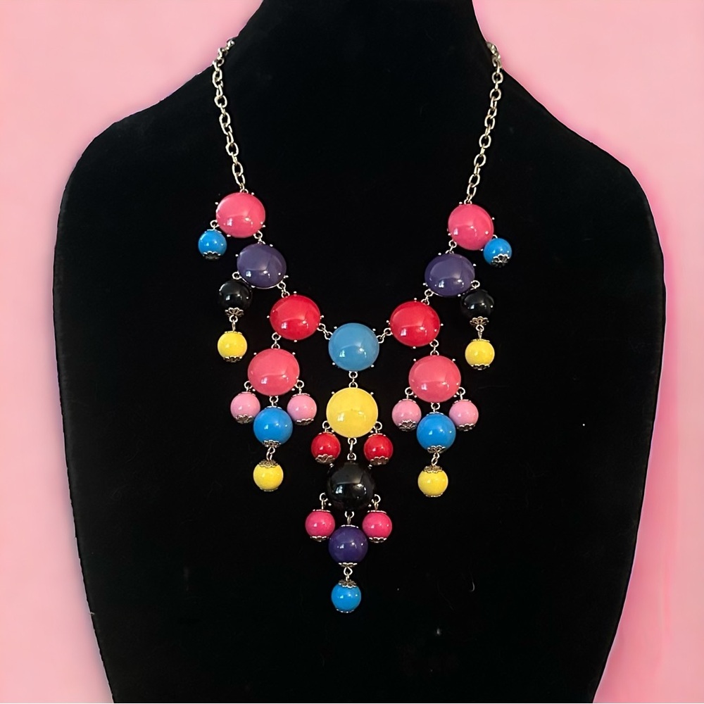 Iman Color Pop Gum Ball Statement Bib Necklace - image 1